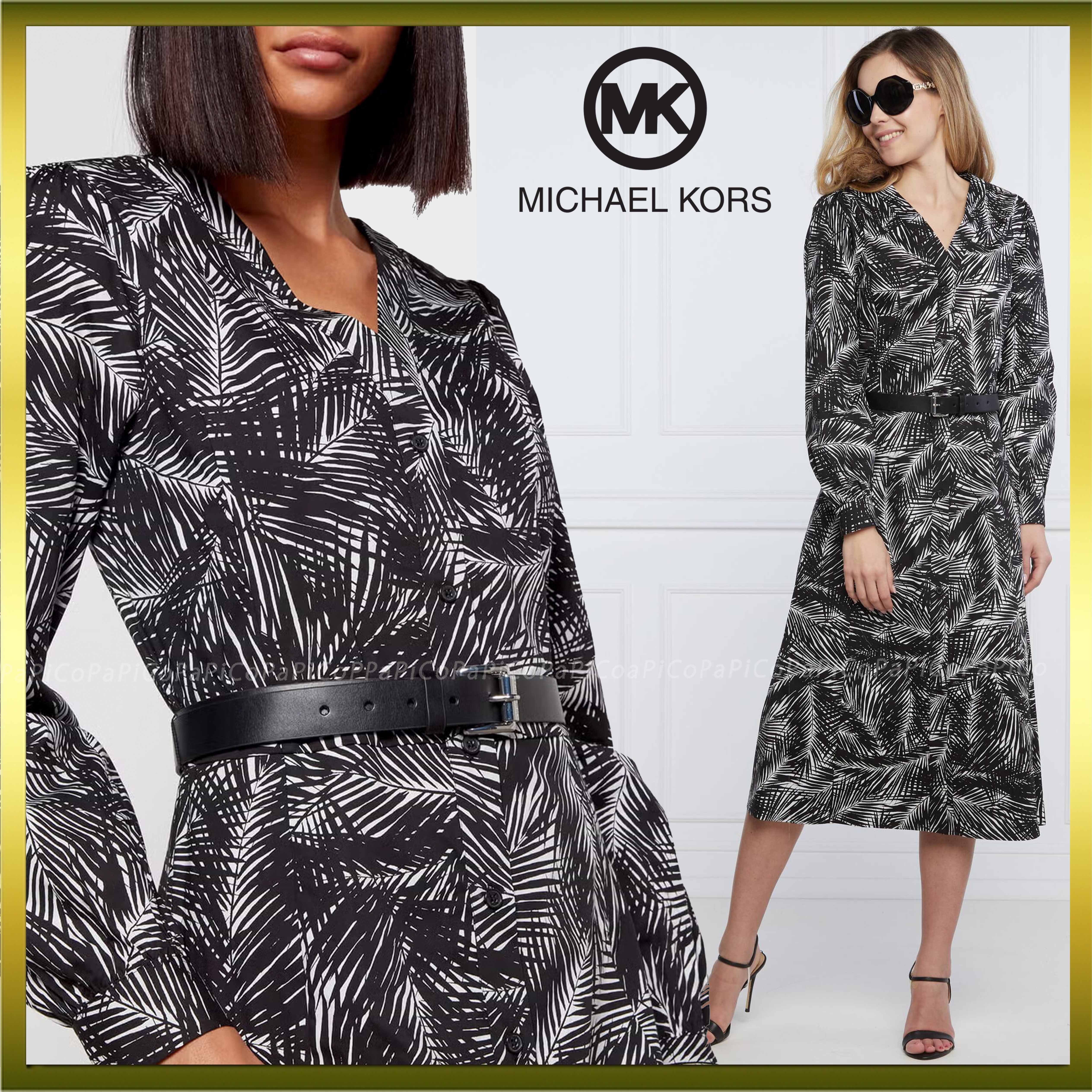 【特価！関送込】 Michael Kors パームプリント シャツドレス