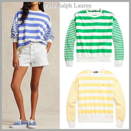 Ralph Lauren Hoodies & Sweatshirts Crew Neck Stripes Sweat Long Sleeves Cotton Logo