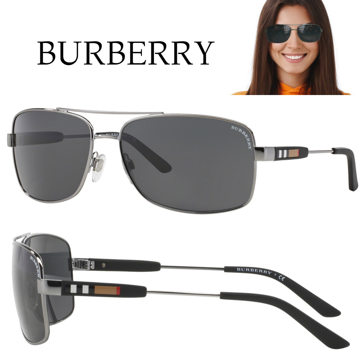 関税・送料込み＊BURBERRY＊ティアドロップ チェック サングラス
