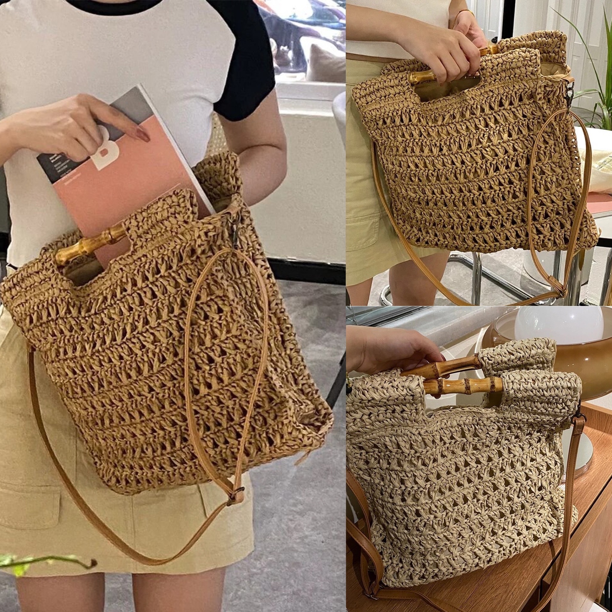 韓国デザイン ビーチバッグ ストローバッグ サマートート BAG