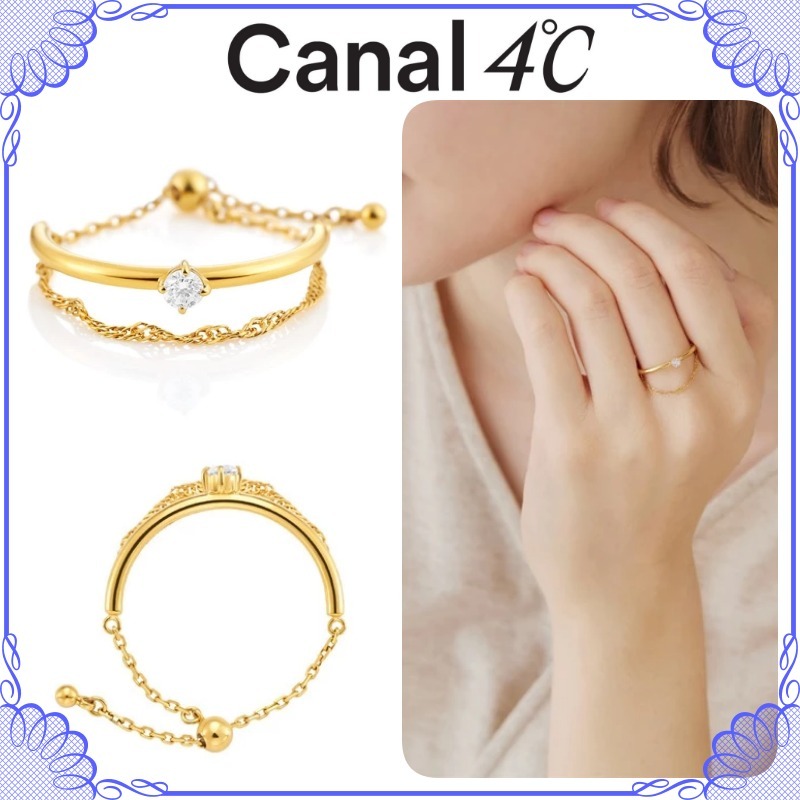 大人気!! Canal 4℃ シルバー レイヤードデザインチェーンリング