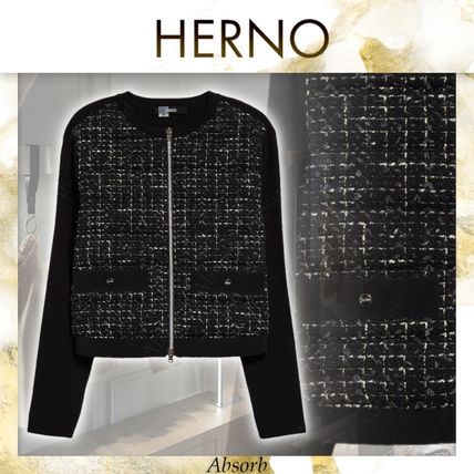 HERNO Down Jackets Short Tweed Cotton With Jewels Down Jackets