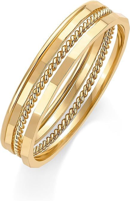 人気ブランド【PAVOI】4 Thin Stackingリングセット Amazon.com: PAVOI 14K Gold Plated Four Pieces Thin Rings Set