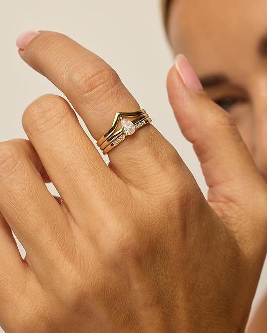 人気ブランド【PAVOI】4 Thin Stackingリングセット Amazon.com: PAVOI 14K Gold Plated Four Pieces Thin Rings Set
