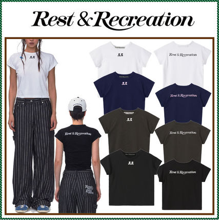 Rest & Recreation T-Shirts Street Style Plain Cotton Short Sleeves Logo Cropped Tops