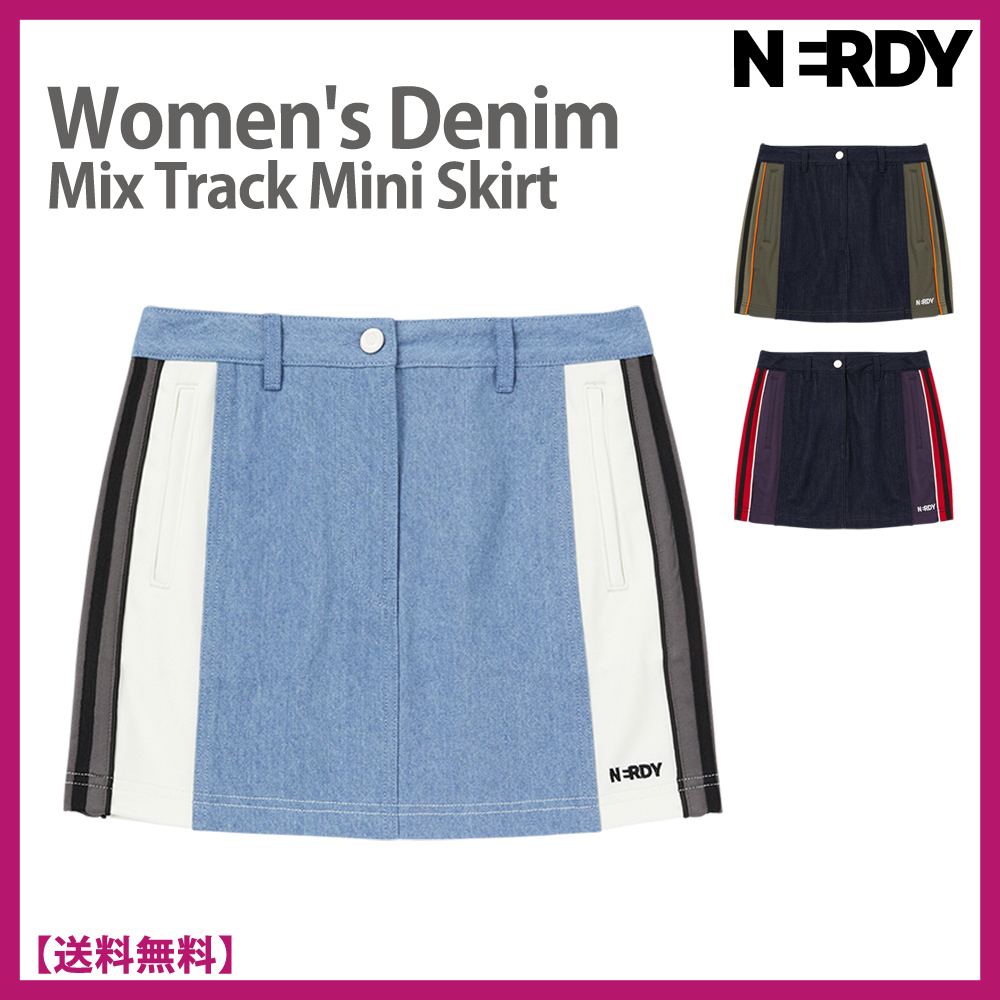 ノルディ★WOMEN'S DENIM MIX TRACK MINI SKIRT★ミニ スカート