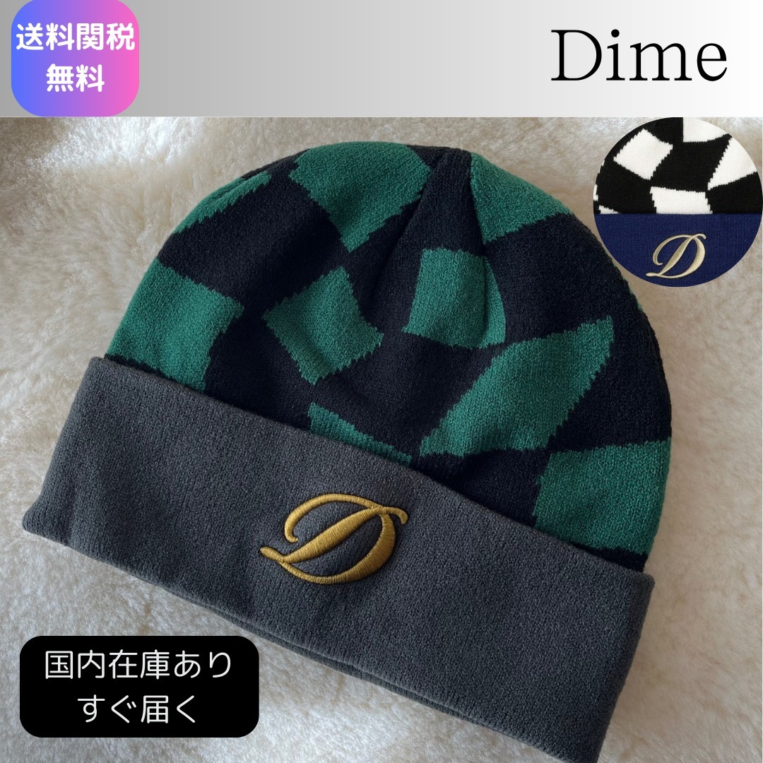 【Dime】 D チェック アクリル カフ ビーニー