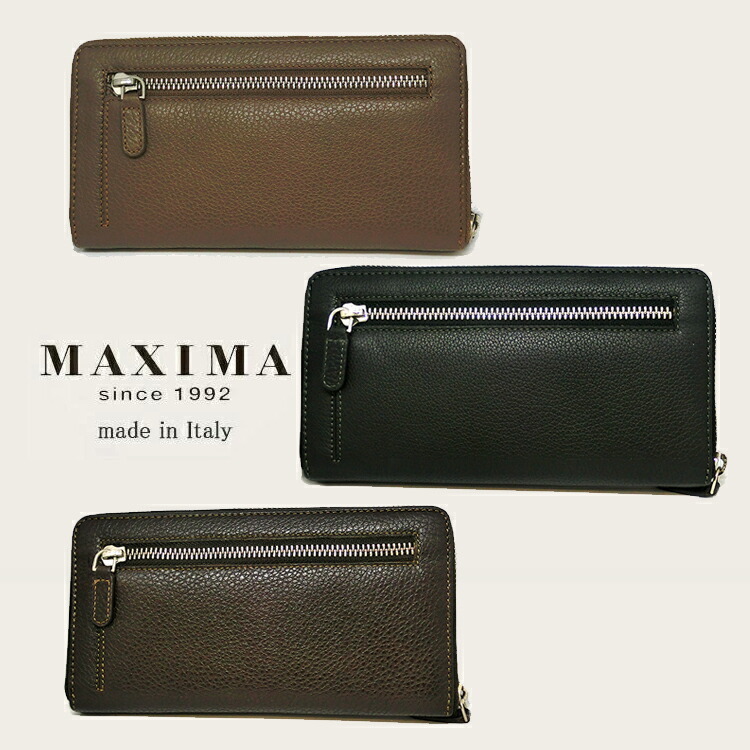 長財布 マキシマ 本革 ラウンドファスナー イタリア MAXIMA