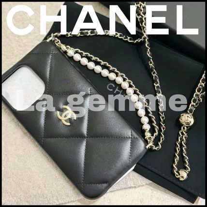 【みっちゃん】CHANEL 手帳型iPhone12ケース マトラッセ 黒 シャネル CHANEL 携帯電話ケース/スマホカバー マトラッセ 黒