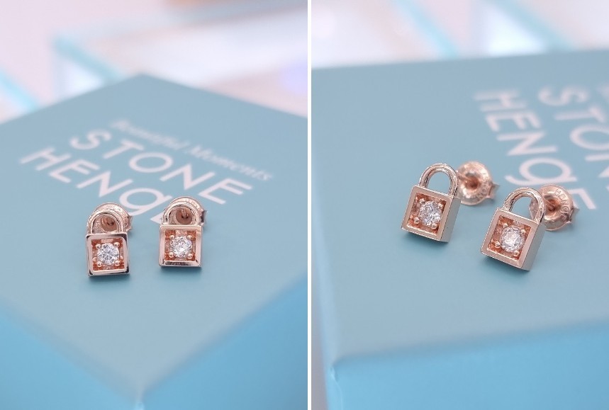 STONE HENgE◆ローズゴールド C.Z 南京錠 ピアス&ネックレス STONE HENgE◇ローズゴールド C.Z 南京錠 ピアス&ネックレス