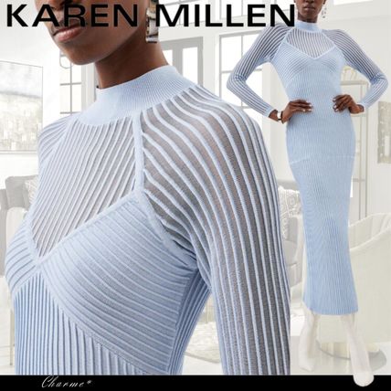 KAREN MILLEN ロングドレス ワンピース 無地 タイト ハイネック org.jpg