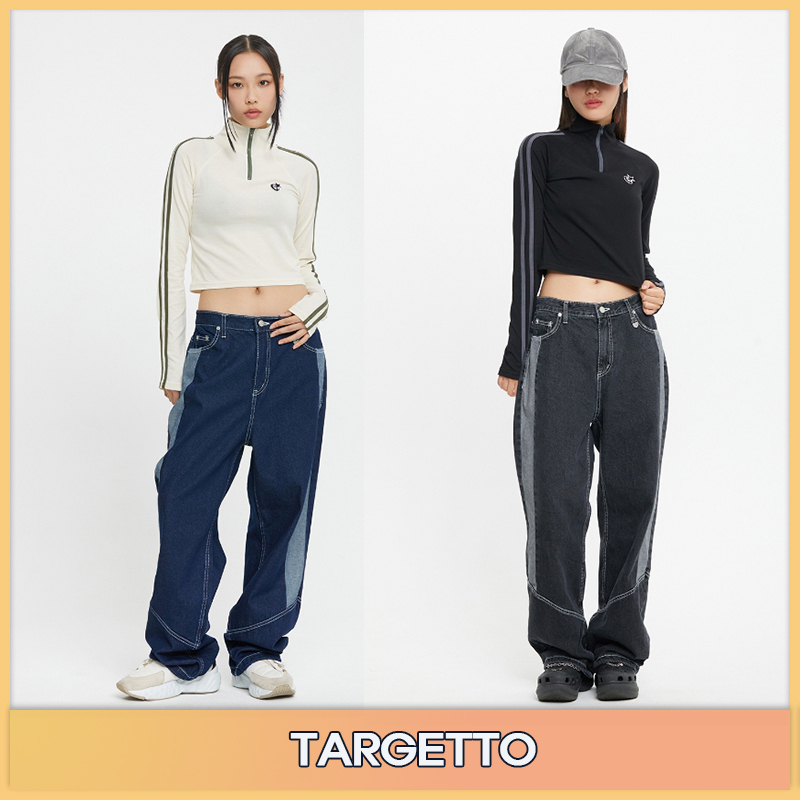 【TARGETTO】ハーフジップアップラグランクロップTシャツ