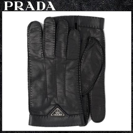 PRADA Leather & Faux Leather Leather Gloves 2GG003_038_F0002