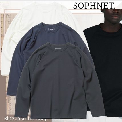 SOPHNET. Crew Neck Crew Neck Nylon Plain Short Sleeves Logo Crew Neck T-Shirts