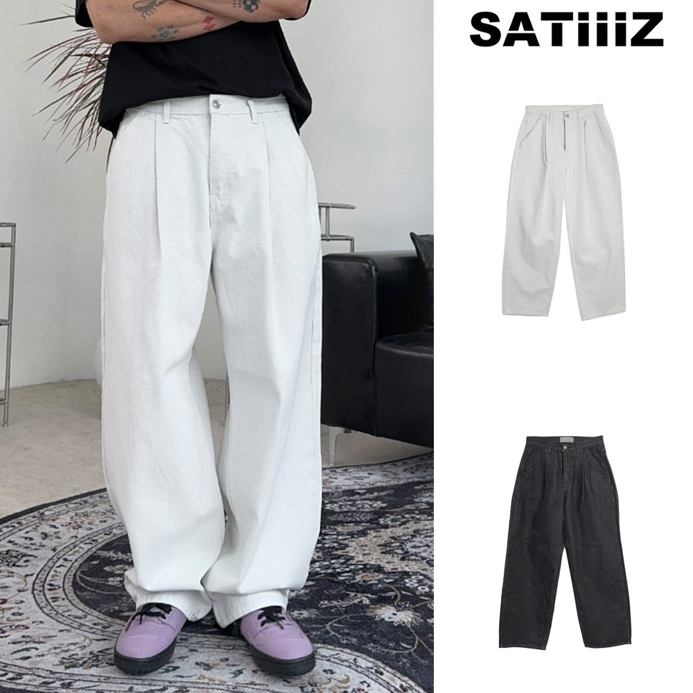 【SATIIIZ】Lian Pintuck Wide Denim Pants
