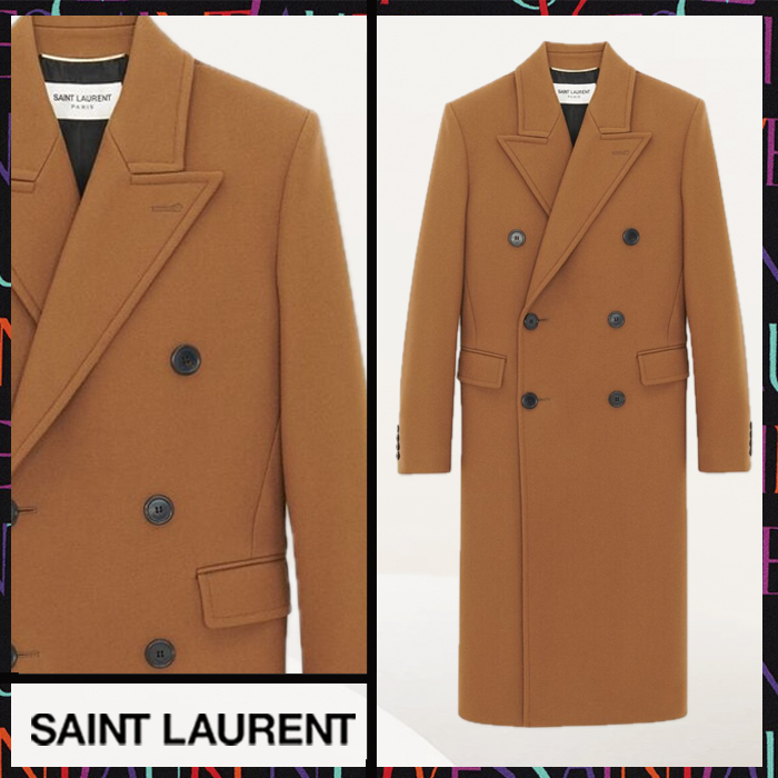 Saint Laurent《ダブルブレスト ロングコート》キャメル 直営店