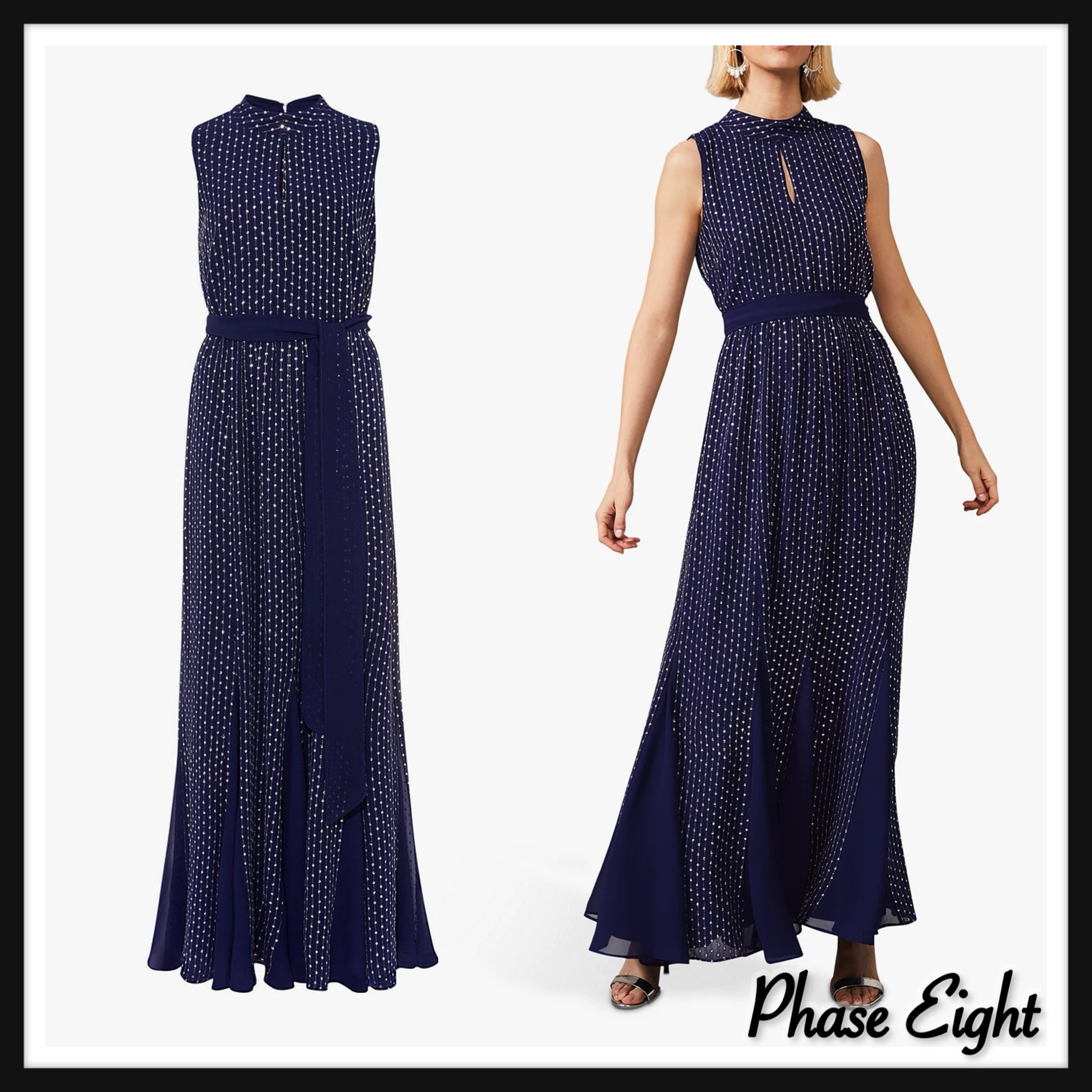 【Phase Eight】UK発 Pippa マキシ ドレス スパンコール Cobalt