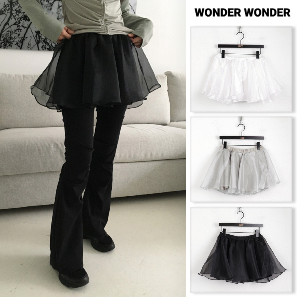 【WONDER WONDER】Weil Organza Layered Flared Mini Skirt