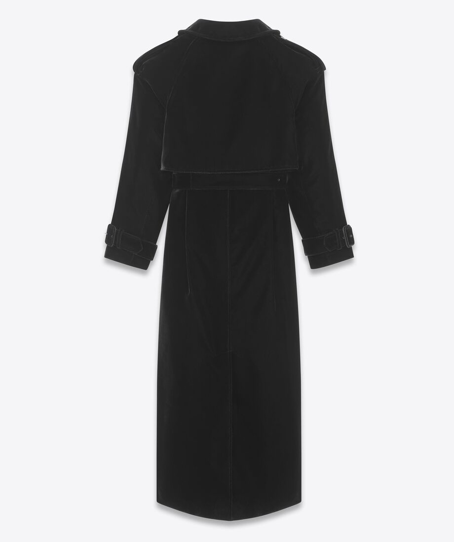 Saint Laurent《トレンチコート》ブラック ベルベット DHL 直営