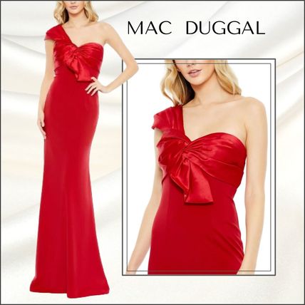 Mac Duggal Dresses Tight Maxi A-line Sleeveless Plain Long Bridal Asymmetry