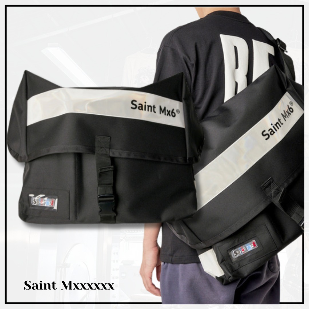 存在感絶大【Saint Mxxxxxx】ブラック メッセンジャーバッグ