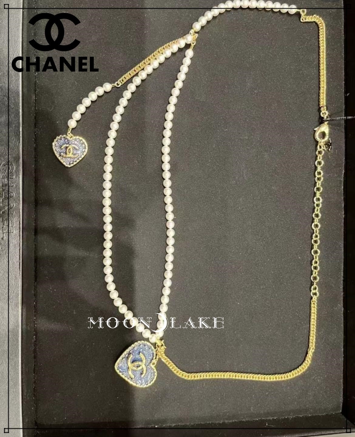 ≪24P★≫CHANEL チェーンベルト パール ハート デニム