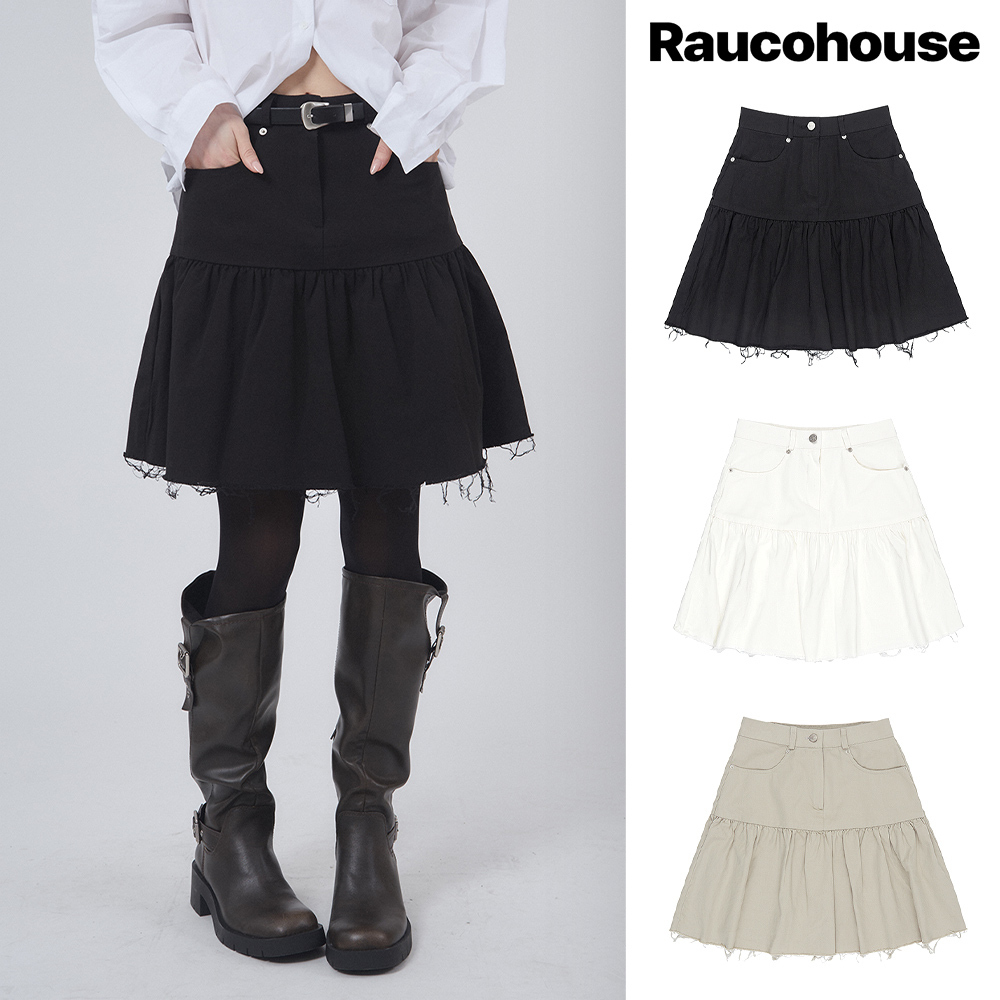 【Raucohouse】Stacey pleated cutting mini skirt