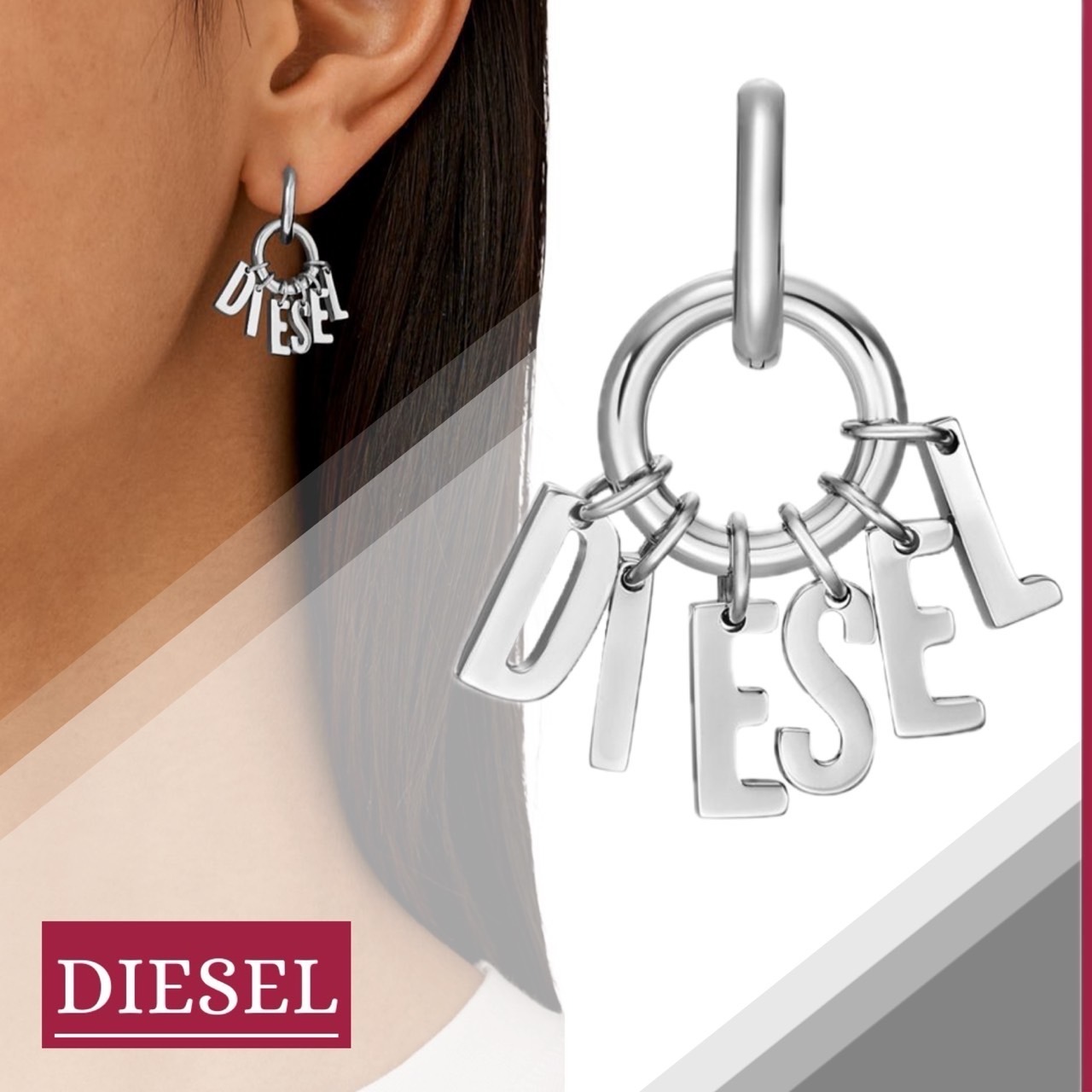 【ユニセックス】DIESEL『Dx1492 フープピアス』送料込