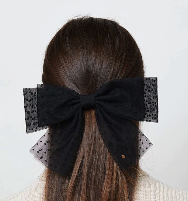 Lele Sadoughi ヘアーアクセサリー バレッタ リボン ドット 水玉