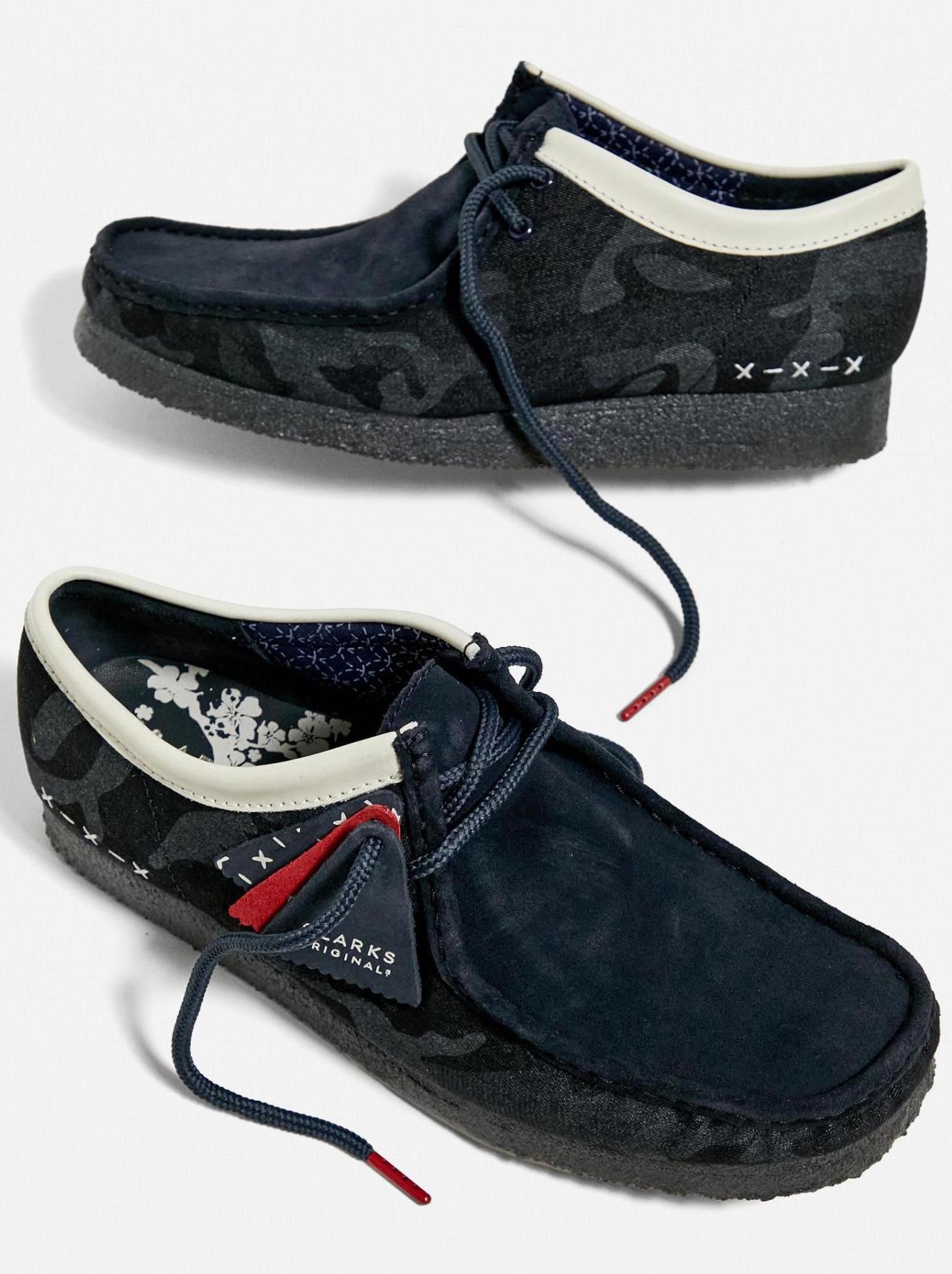 CLARKS ワラビー デニム ブルー ビジネス スニーカー レザー