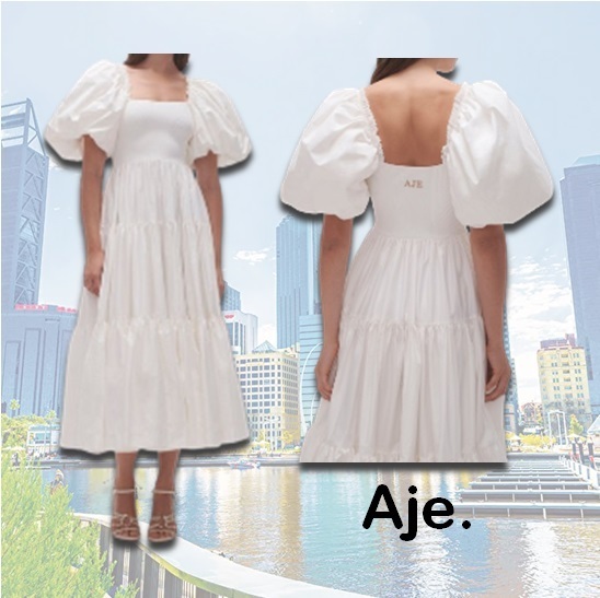 ★AJE★Casa Puff Sleeve Midi Dress★ギャザーワンピース