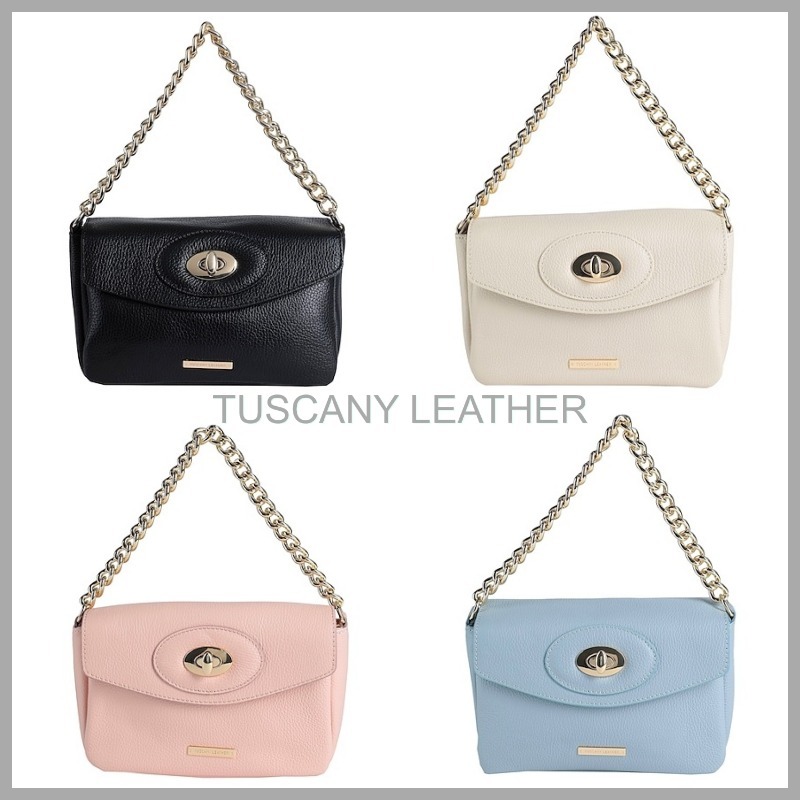【Tuscany Leather】ロゴ 2way ハンドバッグ 無地 *送料/関税込*