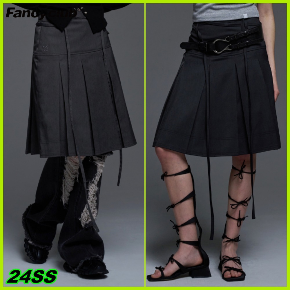 【NASTY FANCY CLUB】24SS FORMAL BUTTON PLEATS MIDI SKIRT