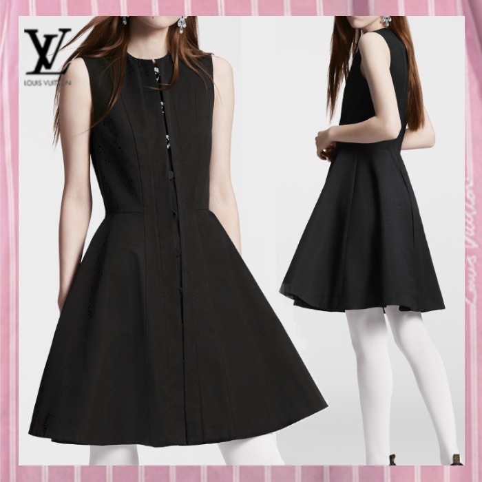 Louis Vuitton 24SS《ジュエルボタンドレス》黒 シルク DHL 直営