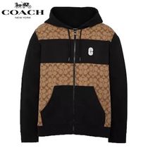 Coach SIGNATURE Pullovers Unisex Long Sleeves Plain Cotton Logo Hoodies