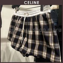 CELINE◆直営/正規店◆CELINE ミニショーツ /チェック パナマ