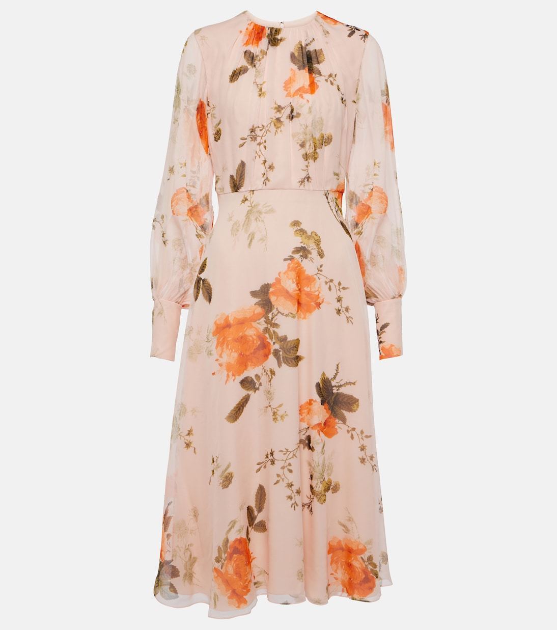 特売 送料込/関税込□ERDEM□フローラルシルクミディドレス ワンピース
