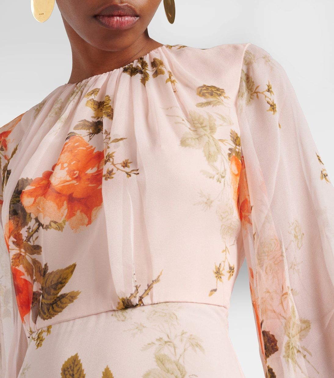 充実の品 送料込/関税込□ERDEM□フローラルシルクミディドレス ワンピース