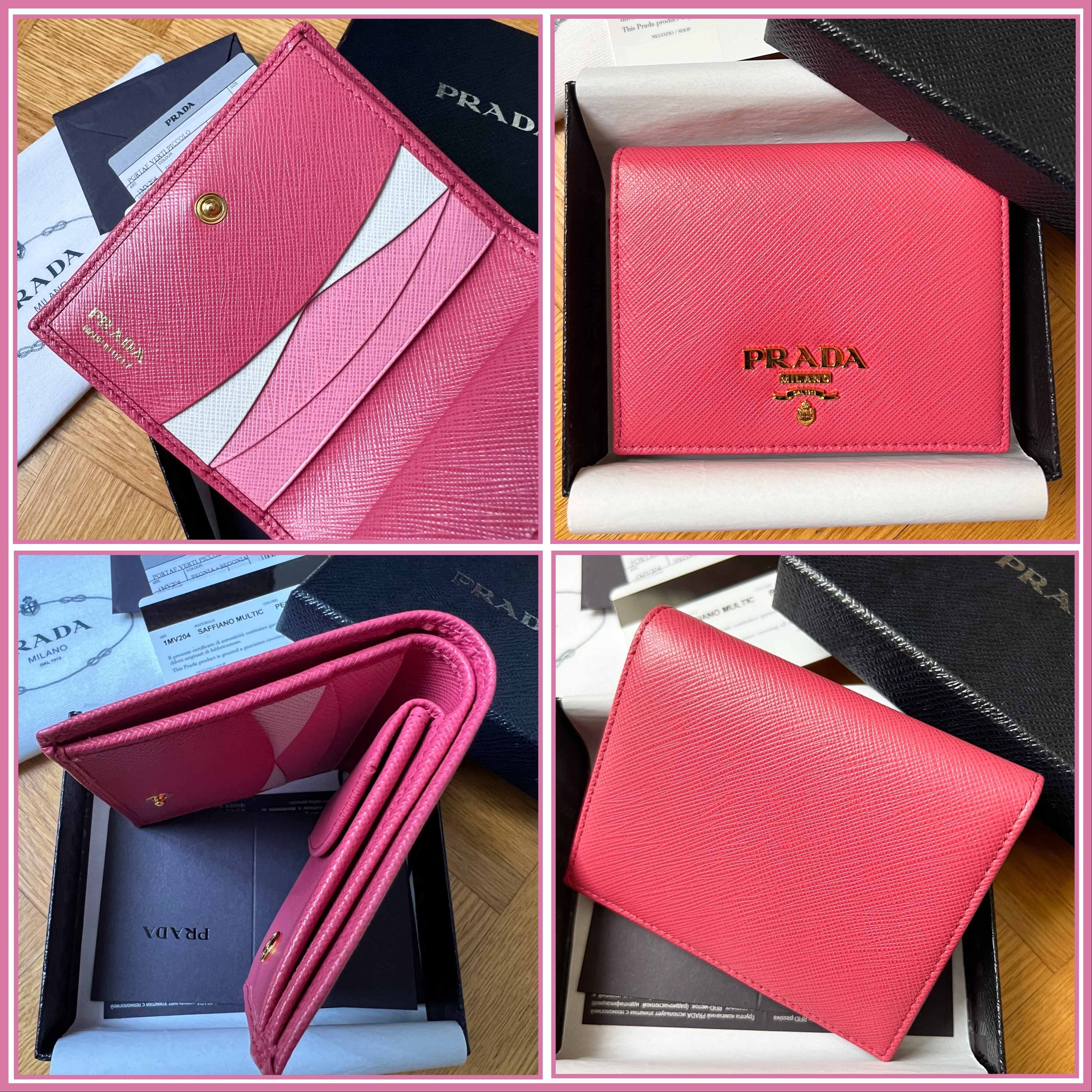 PRADA 国内発送(内側も素敵))(IMV204)SAFFIANO 2つ折