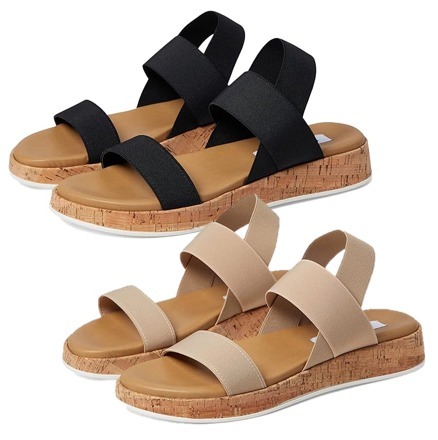 Steve Madden 快適伸縮ストラップ コルクミッドソール サンダル