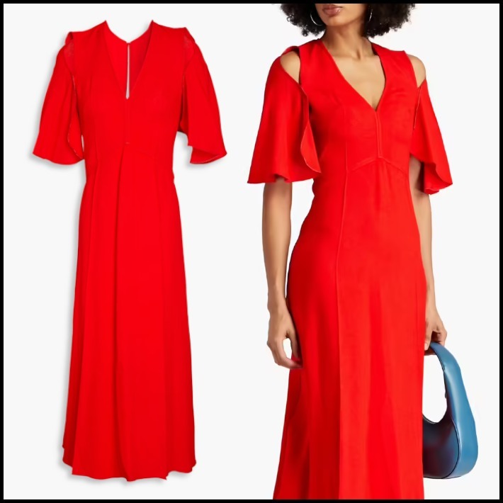 【VICTORIA BECKHAM】カットアウト レッド ミディワンピース