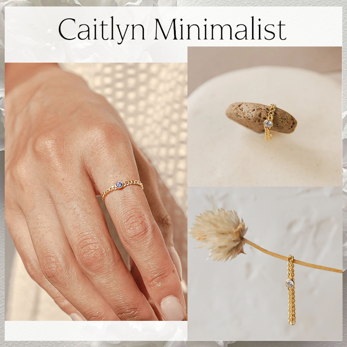 【CaitlynMinimalist】誕生石のチェーンリング★シルバー