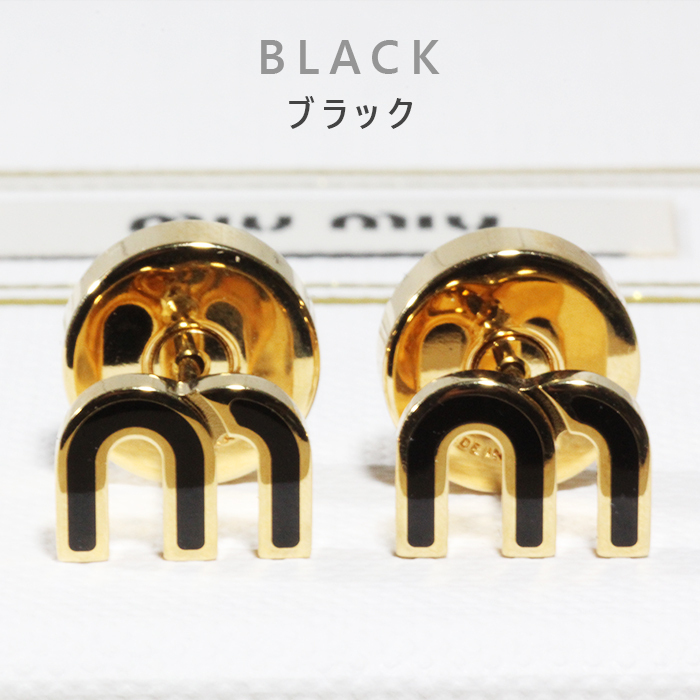 ミュウミュウ m ロゴ スタッド ピアス ゴールドプレートメタル