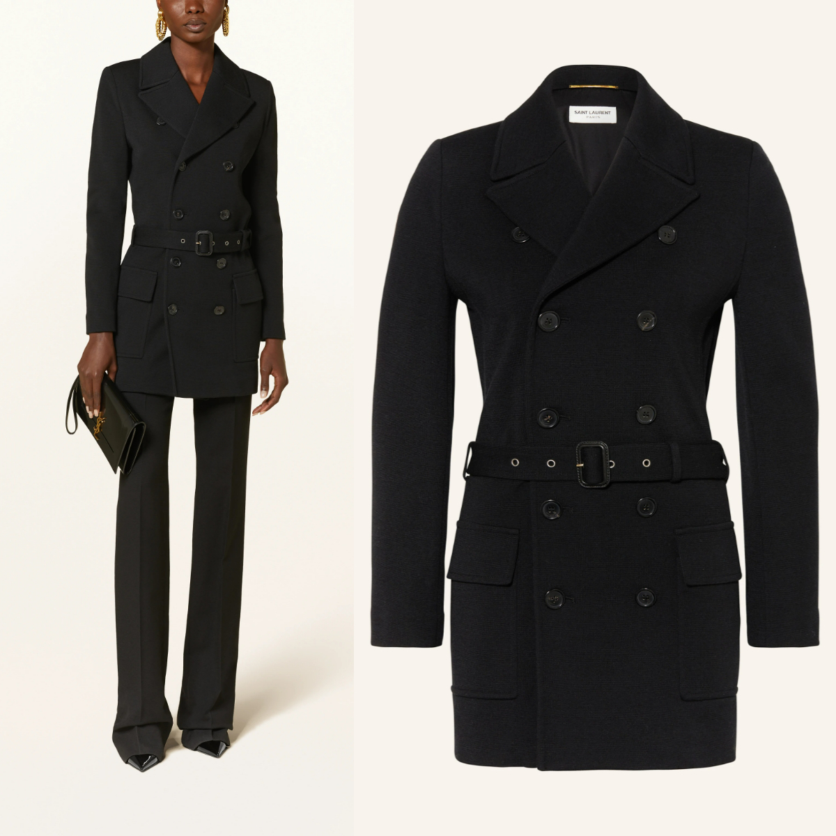 春物*SAINT LAURENT*ベルト付 トレンチコート風ジャケット