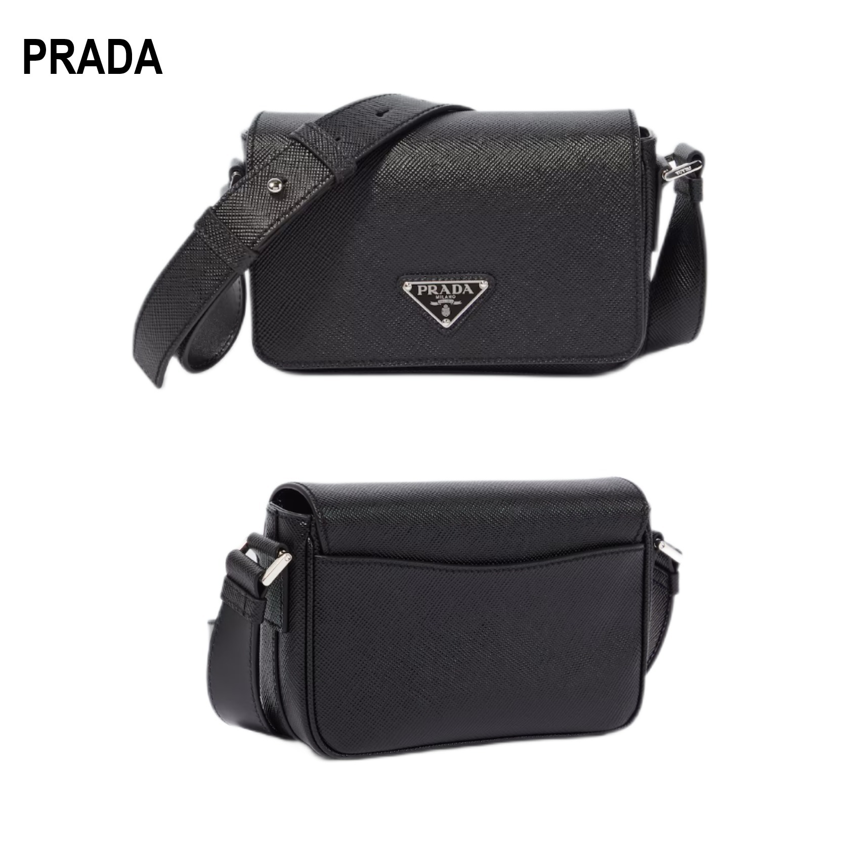 【PRADA】プラダ ロゴ入り サフィアーノレザー ショルダーバッグ