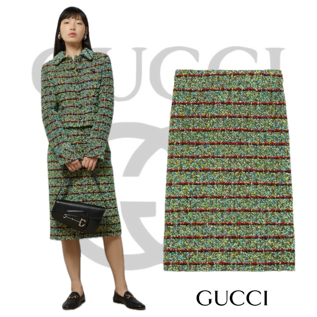 GUCCI ロゴ　パールボタン　スカート　38 GUCCI ロゴ パールボタン スカート 38