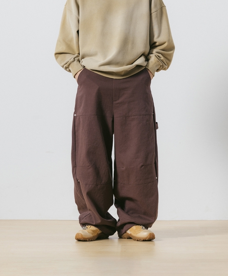 ANGLAN】Side Pintuck Carpenter Wide Pants