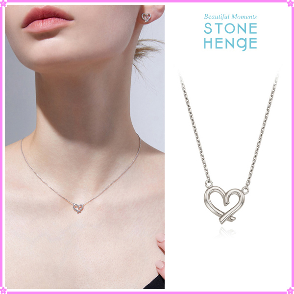 【STONEHENgE】Silver Material Heart Necklace SC1636〜韓国発