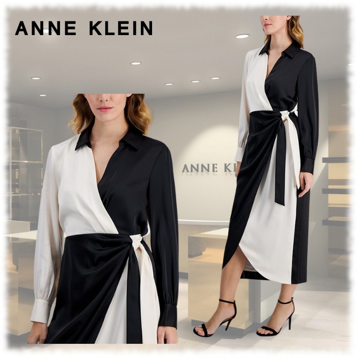 限定!Anne Klein 美ライン ミディ ラップワンピース