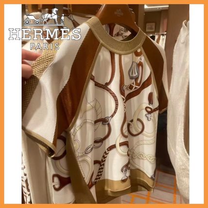 HERMES エルメス Tシャツ・カットソー ベージュ M 4103525Y0019 ベージュ系 M HERMES(エルメス) Tシャツ・カットソー(レディース